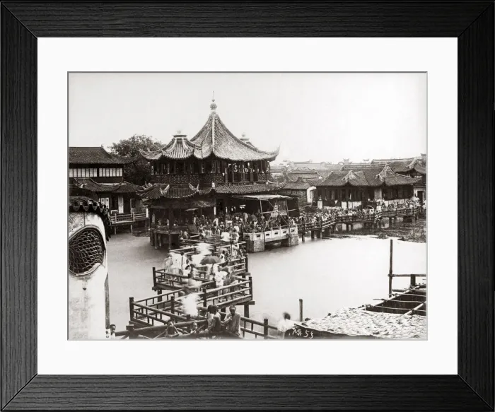 Framed Print : Tea house, Shanghai, China, circa 1890s. Date: circa 1890s Framed Print : Tea house, Shanghai, China, circa 1890s. Date: circa 1890s