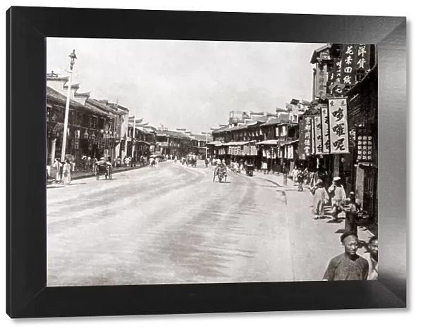 Street in Shanghai, China, circa 1890. Date: circa 1890