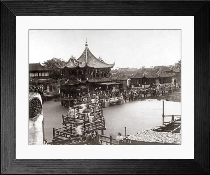 Framed Print : Waterfront, and ferry terminal, Hong Kong, circa 1900. Date: circa 1900 Framed Print : Waterfront, and ferry terminal, Hong Kong, circa 1900. Date: circa 1900