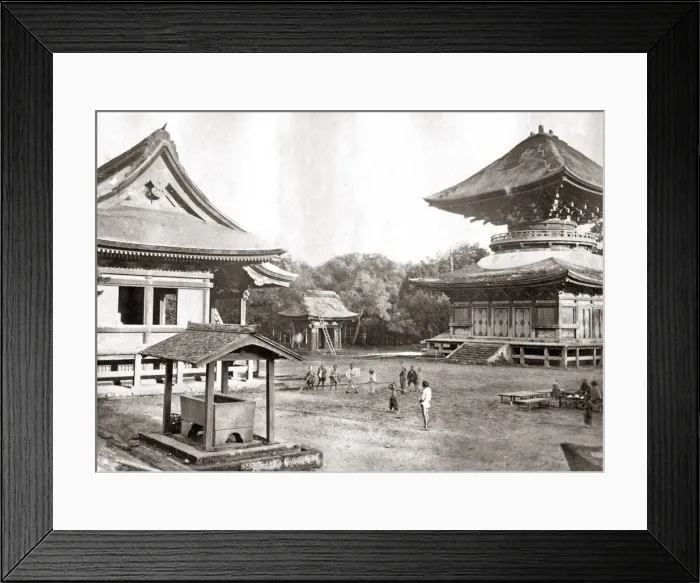 Framed Print : Temple at Kamakura, Japan, circa 1870s. Date: circa 1870s Framed Print : Temple at Kamakura, Japan, circa 1870s. Date: circa 1870s