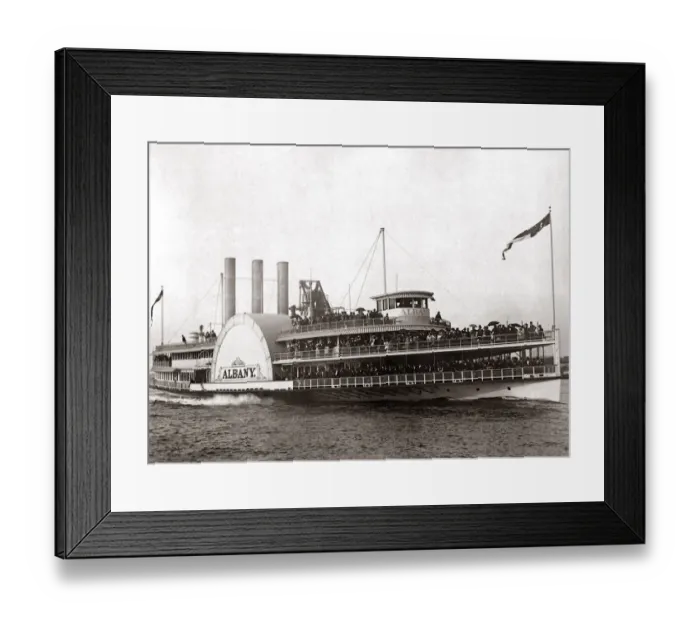 Framed Print : Hudson River day boat, Albany, circa 1890s New York, USA. Date: circa 1890s Framed Print : Hudson River day boat, Albany, circa 1890s New York, USA. Date: circa 1890s