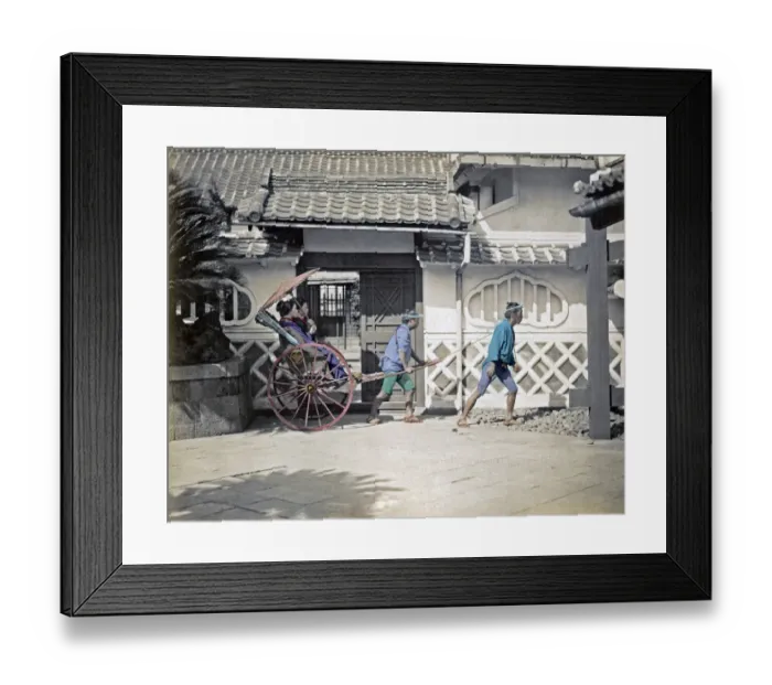 Framed Print : Girls in rickshaw, Japan, circa 1870s. Date: circa 1870s Framed Print : Girls in rickshaw, Japan, circa 1870s. Date: circa 1870s