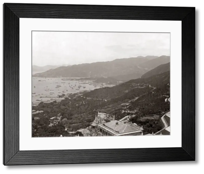 Framed Print : View from The Peak, Hong Kong, circa 1880s. Date: circa 1880s Framed Print : View from The Peak, Hong Kong, circa 1880s. Date: circa 1880s