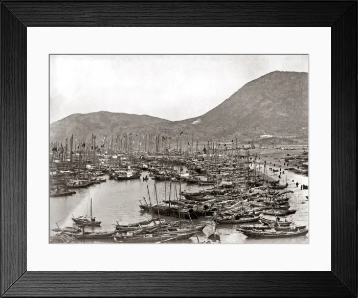 Framed Print : Fishing boats, Hong Kong, circa 1880s. Date: circa 1880s Framed Print : Fishing boats, Hong Kong, circa 1880s. Date: circa 1880s