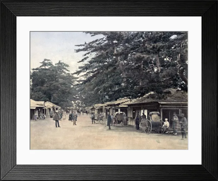 Framed Print : Village street scene, Japan circa 1880s. Date: circa1880s Framed Print : Village street scene, Japan circa 1880s. Date: circa1880s