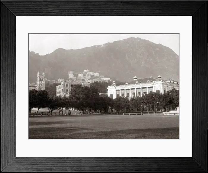 Framed Print : Public buildings, Hong Kong, circa 1880s. Date: circa 1880s Framed Print : Public buildings, Hong Kong, circa 1880s. Date: circa 1880s