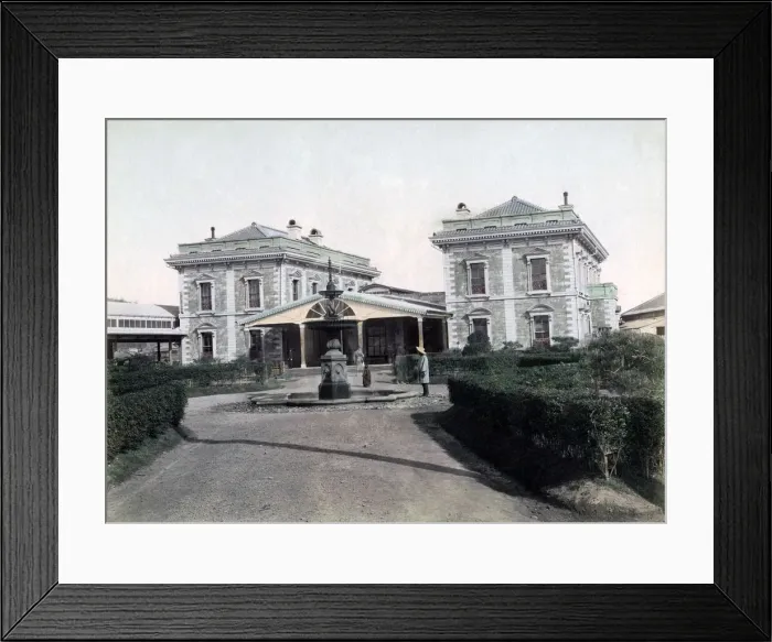 Framed Print : Railway station at Yokohama, Japan, circa 1890. Date: circa 1890 Framed Print : Railway station at Yokohama, Japan, circa 1890. Date: circa 1890