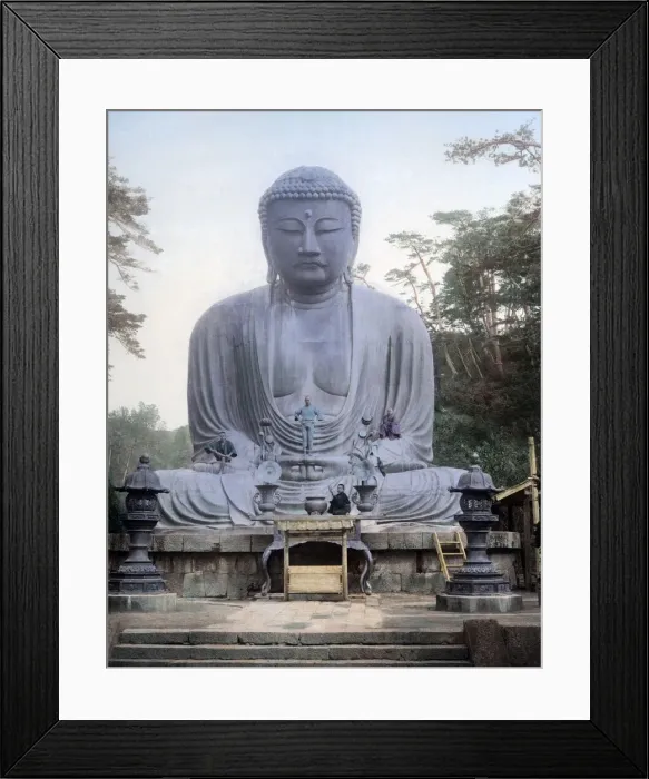 Framed Print : Daibutsu, bronze statue of buddha at Kamakura, Japan, circa 1880s. Date: circa 1880s Framed Print : Daibutsu, bronze statue of buddha at Kamakura, Japan, circa 1880s. Date: circa 1880s