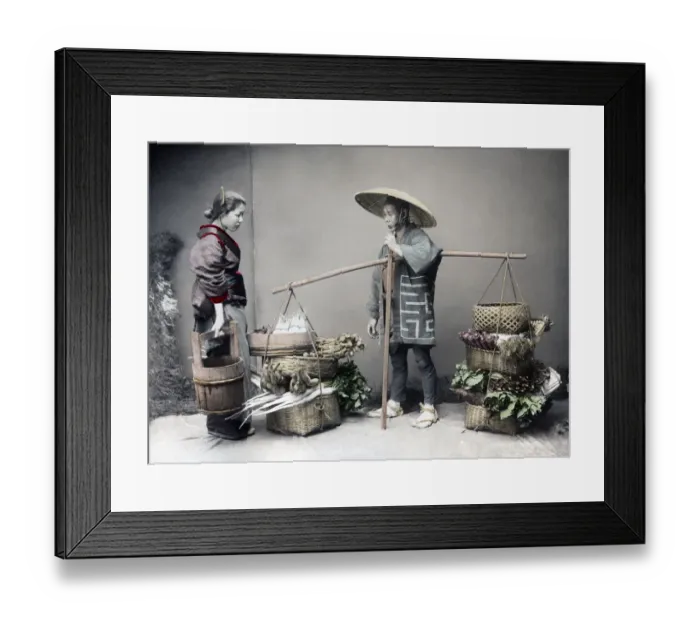 Framed Print : Vegetable seller, Japan, circa 1890. Date: circa 1890 Framed Print : Vegetable seller, Japan, circa 1890. Date: circa 1890