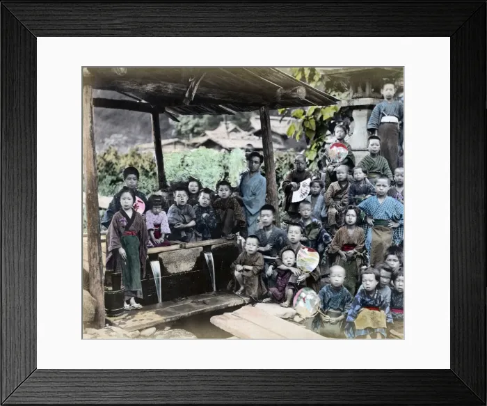 Framed Print : Group of children, Japan, circa 1890. Date: circa 1890 Framed Print : Group of children, Japan, circa 1890. Date: circa 1890