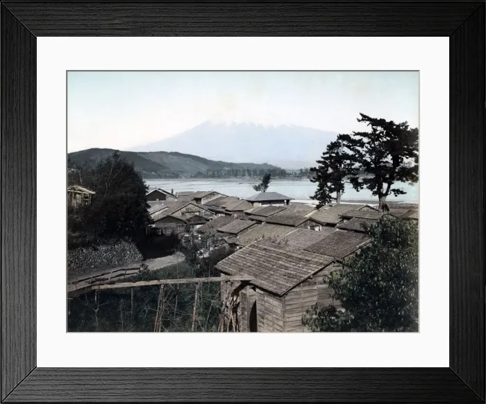 Framed Print : Mount Fuji from Iwabuchi, Japan, circa 1880s. Date: circa 1880s Framed Print : Mount Fuji from Iwabuchi, Japan, circa 1880s. Date: circa 1880s