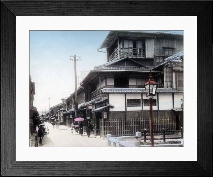 Framed Print : Tea house, Osaka, Japan, circa 1890s. Date: circa 1890s Framed Print : Tea house, Osaka, Japan, circa 1890s. Date: circa 1890s