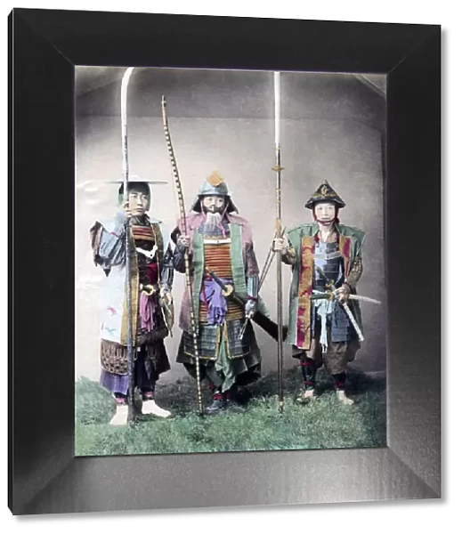 Three soldiers, Japan, circa 1880s. Date: circa 1880s
