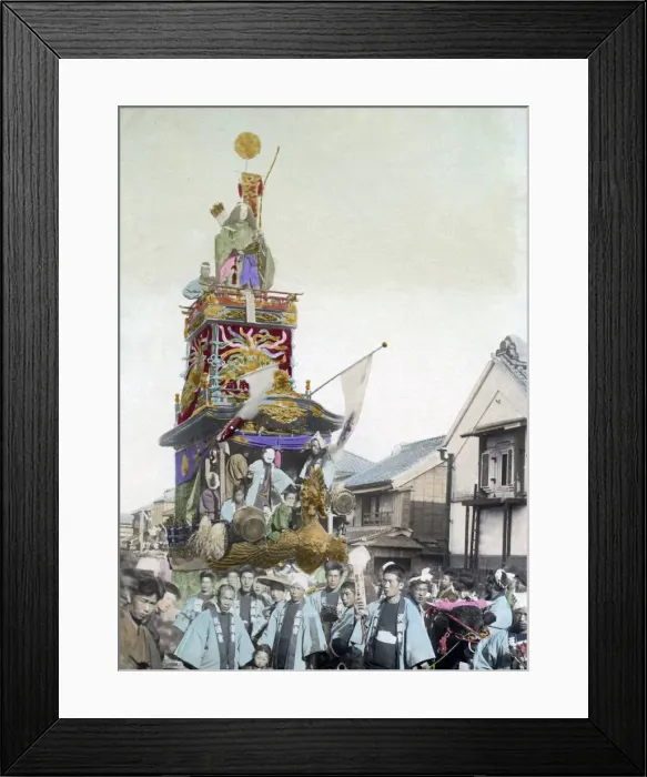 Framed Print : Festival car and procession, Japan, circa 1890. Date: circa 1890 Framed Print : Festival car and procession, Japan, circa 1890. Date: circa 1890