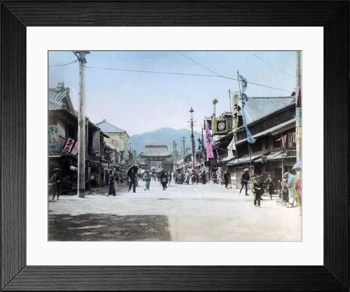 Framed Print : Theatre Stree, Kobe, Japan, circa 1890. Date: circa 1890 Framed Print : Theatre Stree, Kobe, Japan, circa 1890. Date: circa 1890
