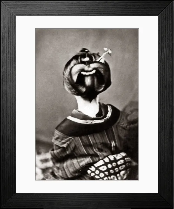 Framed Print : Geisha showing an ornate hairstyle and obi sash, Japan, circa 1880s Framed Print : Geisha showing an ornate hairstyle and obi sash, Japan, circa 1880s