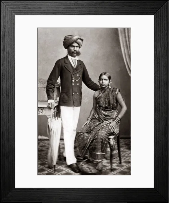 Framed Print : Malay couple, circa 1880s. Date: circa 1880s Framed Print : Malay couple, circa 1880s. Date: circa 1880s