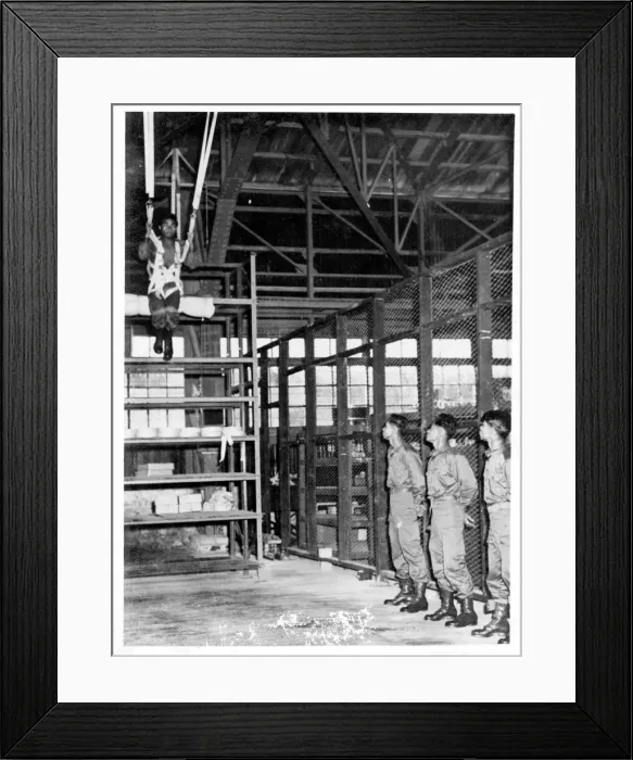 Framed Print : Thai paratroop trainee practising control of the parachute