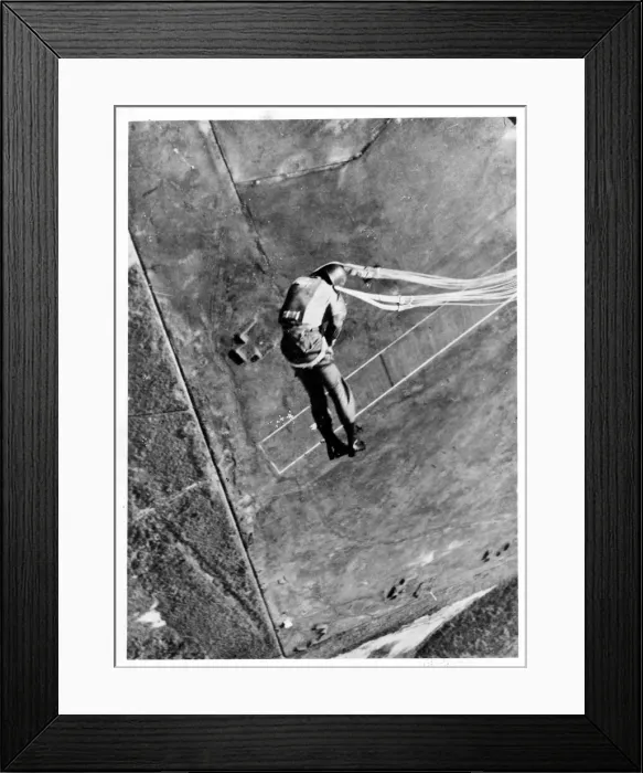 Framed Print : Thai paratroop trainee jump over Royal Air Force Sembawang Framed Print : Thai paratroop trainee jump over Royal Air Force Sembawang