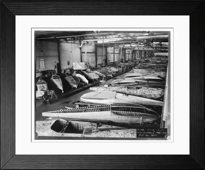 Framed Print : Curtiss Model 8 - HS series - hulls under construction Framed Print : Curtiss Model 8 - HS series - hulls under construction