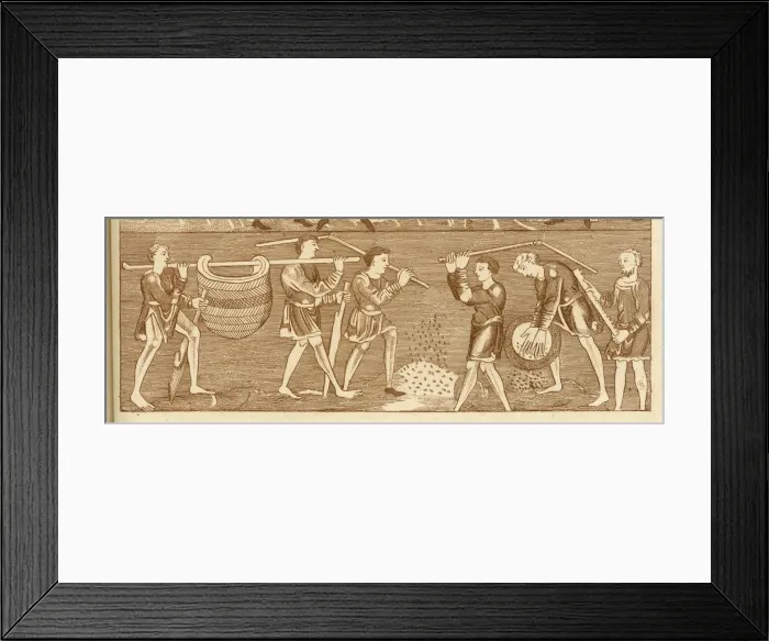 Framed Print : Farmers threshing in December