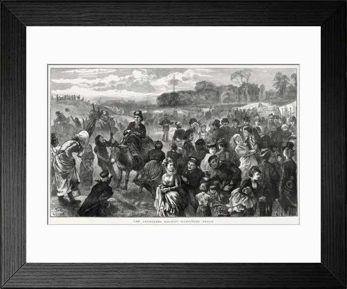 Framed Print : Holidaymakers making merry on Hampstead Heath, north west London. Date: 1871