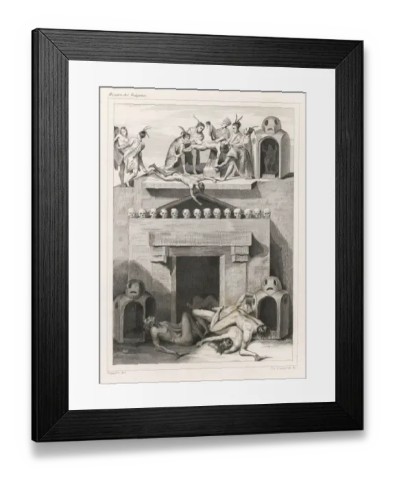 Framed Print : Human Sacrifices Thrown from Platform by Priests Framed Print : Human Sacrifices Thrown from Platform by Priests