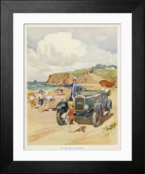 Framed Print : TO THE SEA BY MOTOR 1929