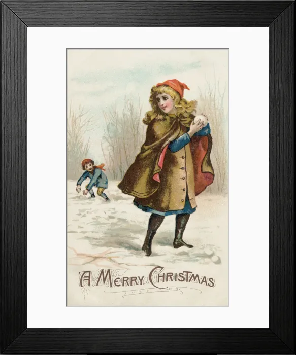 Framed Print : GIRL SNOWBALLING