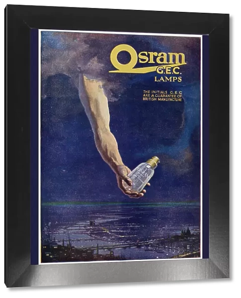 Advertisement for Osram lamps - arm stretches down from the Heavens Date: 1919
