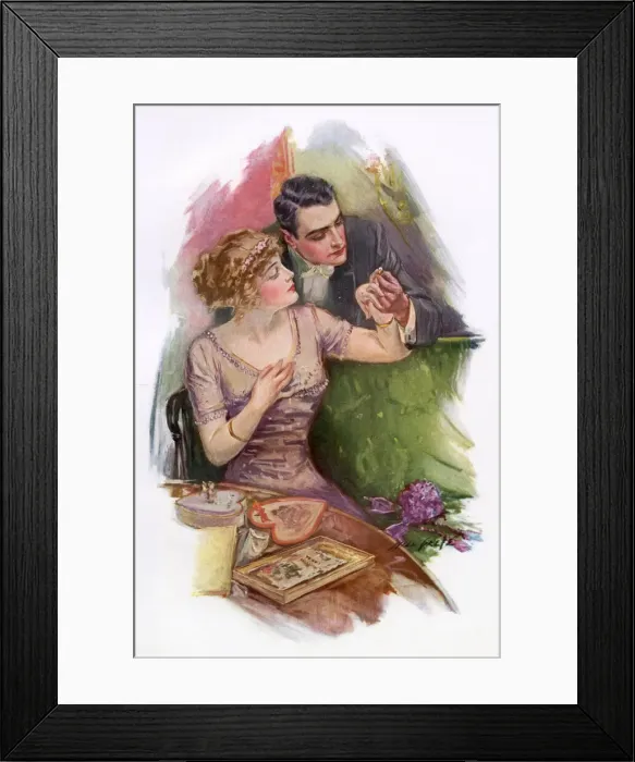 Framed Print : Engaged ! - and with a ring to prove it ! Date: 1913 Framed Print : Engaged ! - and with a ring to prove it ! Date: 1913