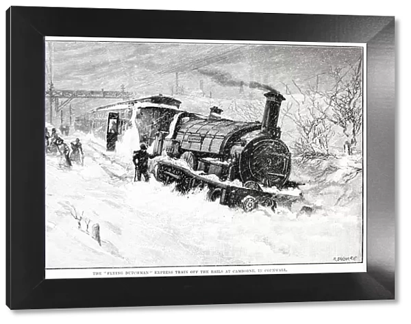 The Great Western Railways Flying Dutchman is derailed in heavy snow at Camborne