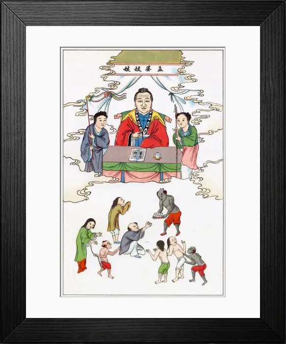 Framed Print : Demons serving the Chinese goddess Mong-piou give souls in the other world the tisane of Framed Print : Demons serving the Chinese goddess Mong-piou give souls in the other world the tisane of
