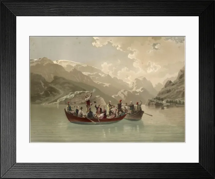 Framed Print : Bridal party on a fjord. Date: circa 1851 Framed Print : Bridal party on a fjord. Date: circa 1851