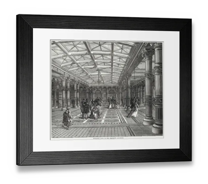Framed Print : Entrance Hall to the Brighton Aquarium, designed by Eugenius Birch. Date: 1872 Framed Print : Entrance Hall to the Brighton Aquarium, designed by Eugenius Birch. Date: 1872