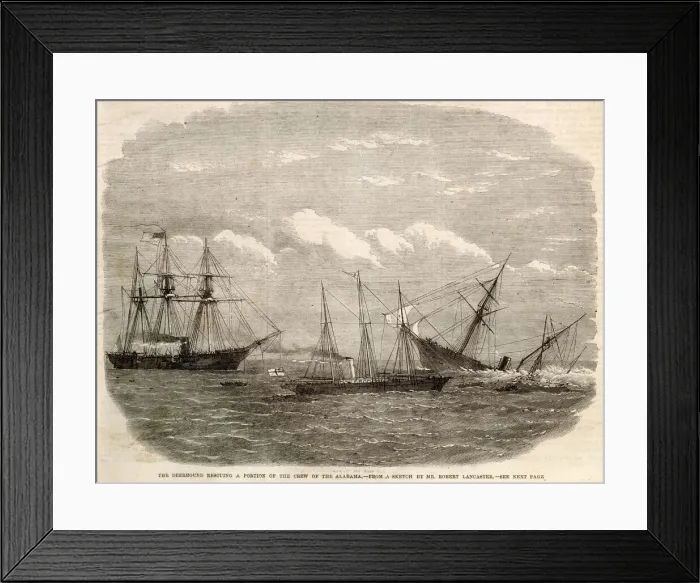 Framed Print : Deerhound rescues a portion of the crew of the Alabama Framed Print : Deerhound rescues a portion of the crew of the Alabama