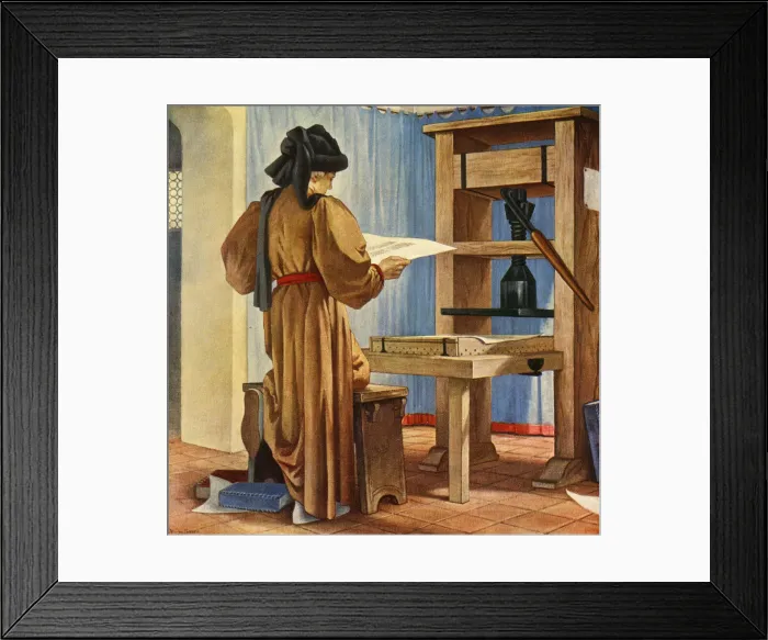 Framed Print : CAXTON AND HIS PRESS Framed Print : CAXTON AND HIS PRESS