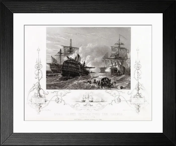 Framed Print : GLORIOUS FIRST OF JUNE The French fleet is defeated by Howe off Ushant Date Framed Print : GLORIOUS FIRST OF JUNE The French fleet is defeated by Howe off Ushant Date