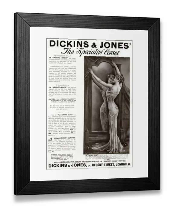 Framed Print : Advert for Dickins & Jones corsets 1909 Framed Print : Advert for Dickins & Jones corsets 1909