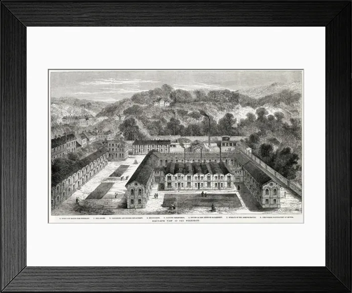 Framed Print : Bird s-eye view of the exterior of the new serves porcelain manufactory in the Park of St Framed Print : Bird s-eye view of the exterior of the new serves porcelain manufactory in the Park of St