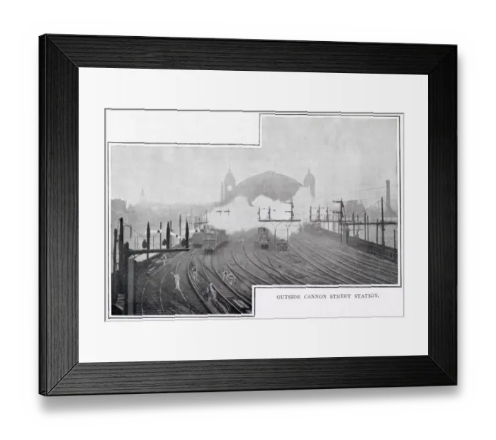 Framed Print : A view from just outside Cannon Street Station, London, with steam trains arriving Framed Print : A view from just outside Cannon Street Station, London, with steam trains arriving
