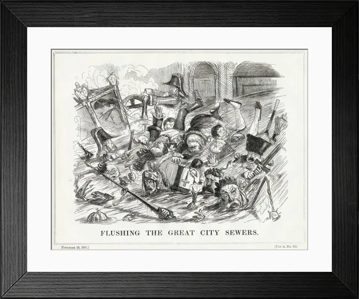 Framed Print : Stench of people been flushed away. Date: 1853 Framed Print : Stench of people been flushed away. Date: 1853