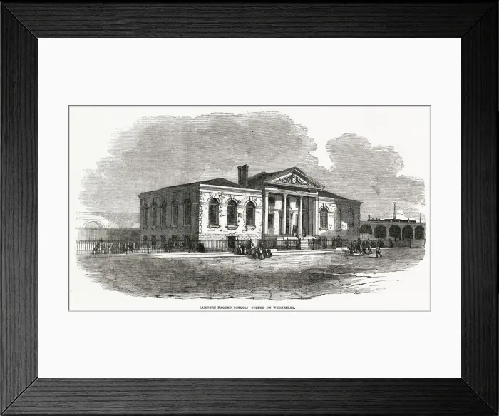 Framed Print : Exterior of the new Lambeth walk, Ragged School, erected by Mr Framed Print : Exterior of the new Lambeth walk, Ragged School, erected by Mr