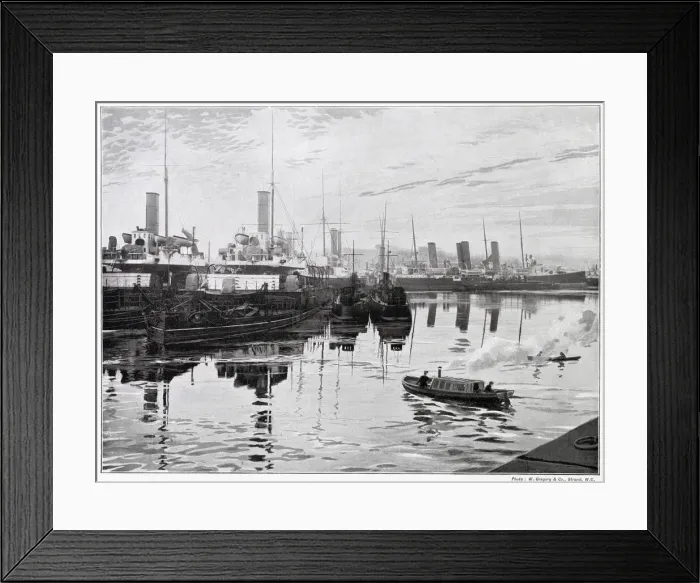 Framed Print : Royal Navy Dockyard located on the River Medway in Kent. Date: 1890s Framed Print : Royal Navy Dockyard located on the River Medway in Kent. Date: 1890s