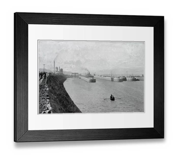 Framed Print : Construction of a canal (36-mile-long) for seagoing ships between the city of Manchester Framed Print : Construction of a canal (36-mile-long) for seagoing ships between the city of Manchester