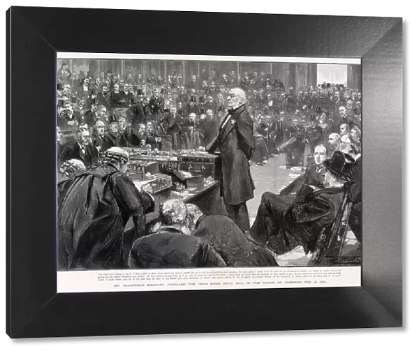 Prime Minister, William Ewart Gladstone (1809 - 1898), delivering the Peroration of his