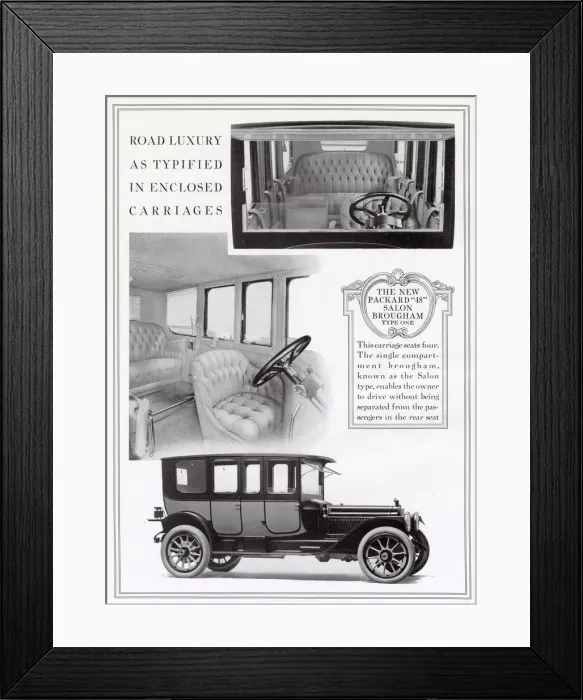 Framed Print : Advertisement for the new Pack 48'Salon Brougham, motor car able to seat four Framed Print : Advertisement for the new Pack 48'Salon Brougham, motor car able to seat four
