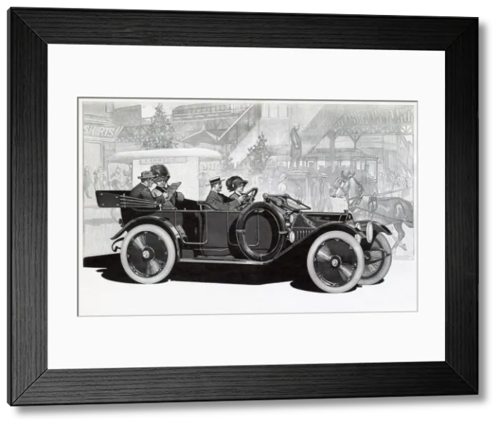 Framed Print : Passengers taking a ride in Chalmers Automobile. Date: 1913 Framed Print : Passengers taking a ride in Chalmers Automobile. Date: 1913
