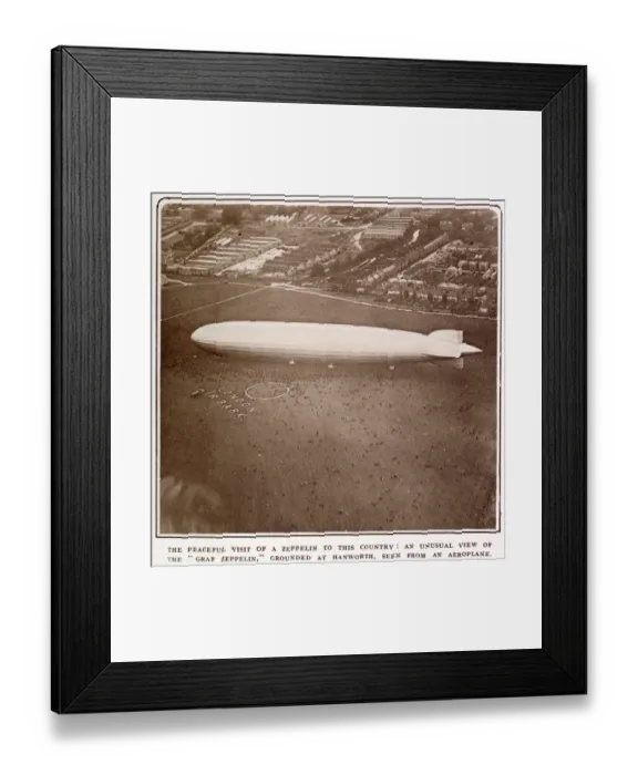 Framed Print : Graf Zeppelin leaving Friedrichshafen and appearing over Hanworth Aerodrome on the same Framed Print : Graf Zeppelin leaving Friedrichshafen and appearing over Hanworth Aerodrome on the same