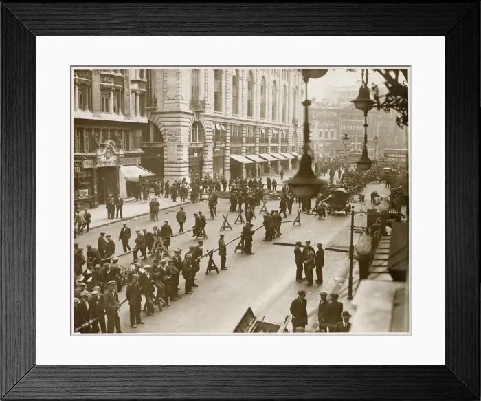 Framed Print : Section of the road closed off to do some kind of maintenance work. Date: 1927 Framed Print : Section of the road closed off to do some kind of maintenance work. Date: 1927